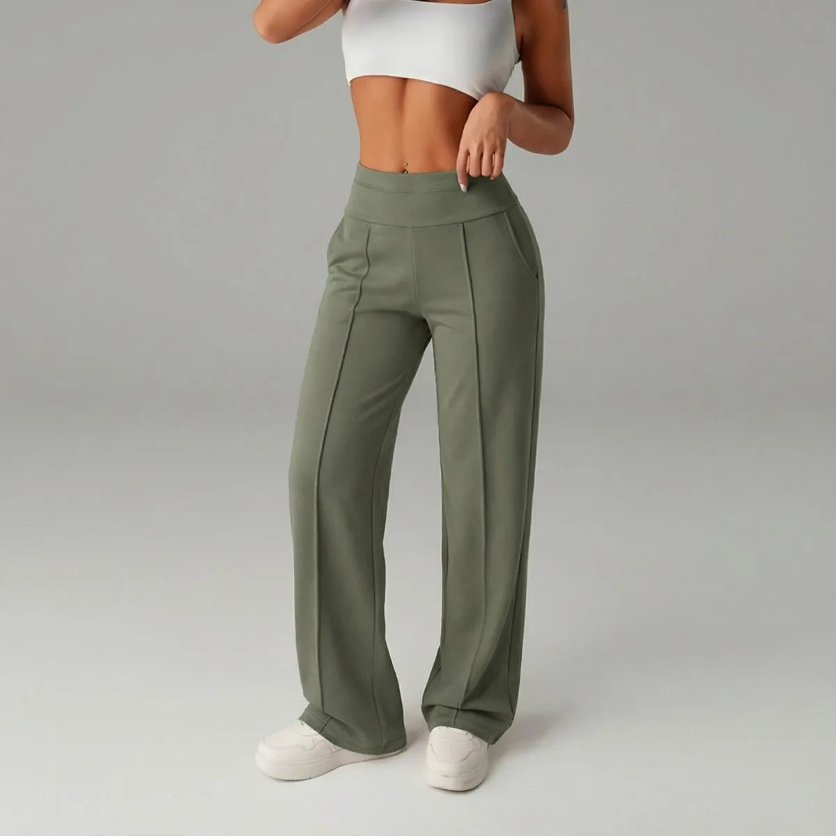 Barcelona Damenhose mit hohem, formendem Bund und geradem, lockerem und komfortablem Schnitt