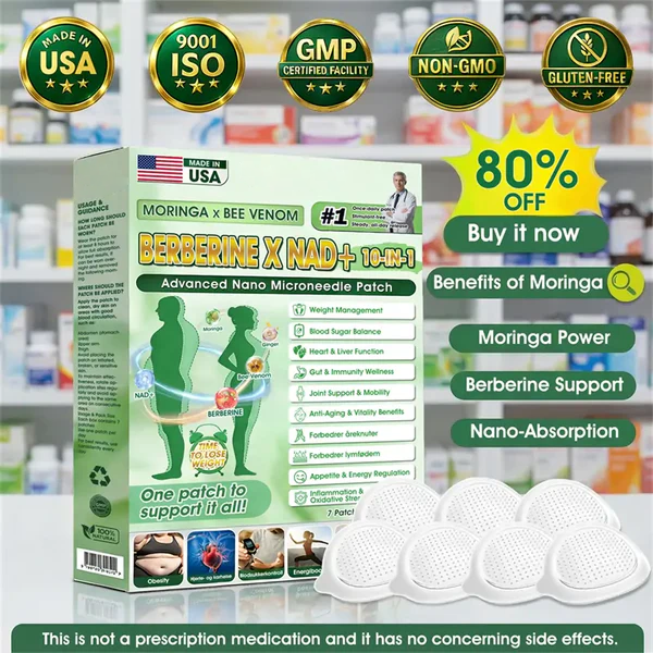 🧑‍⚕️🩺 Moringa · Berberin × NAD+ 10-in-1 Nano-Patch – Sichtbare Ergebnisse in 7 Tagen