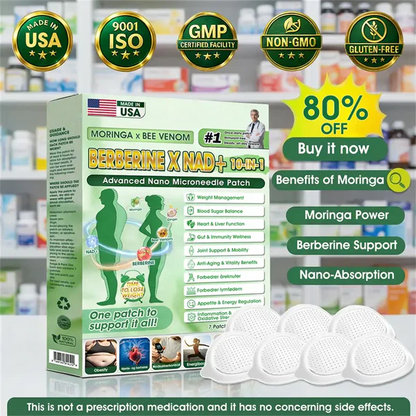 🧑‍⚕️🩺 Moringa · Berberin × NAD+ 10-in-1 Nano-Patch – Sichtbare Ergebnisse in 7 Tagen