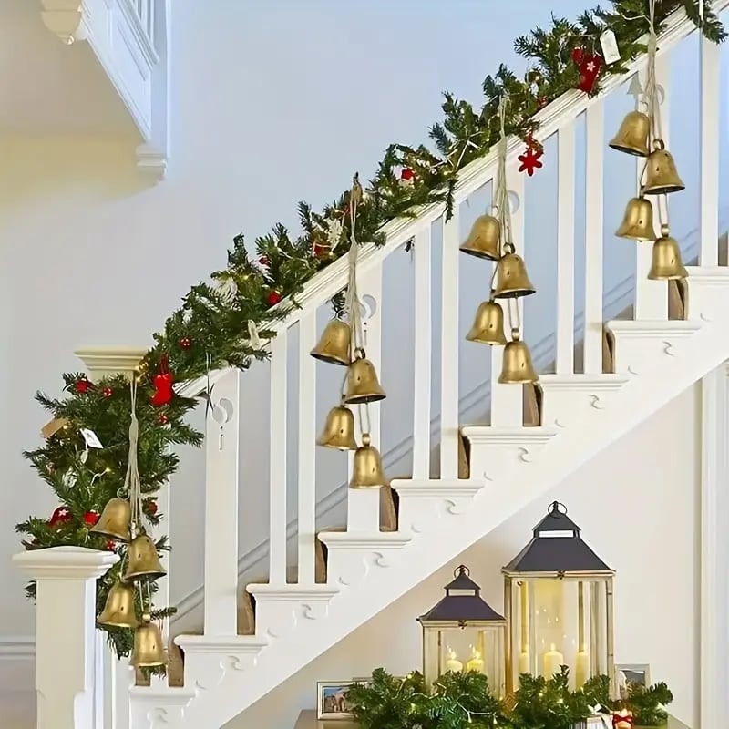 4-teiliges Vintage-Goldglockenset im Landhausstil als Weihnachtsdekoration